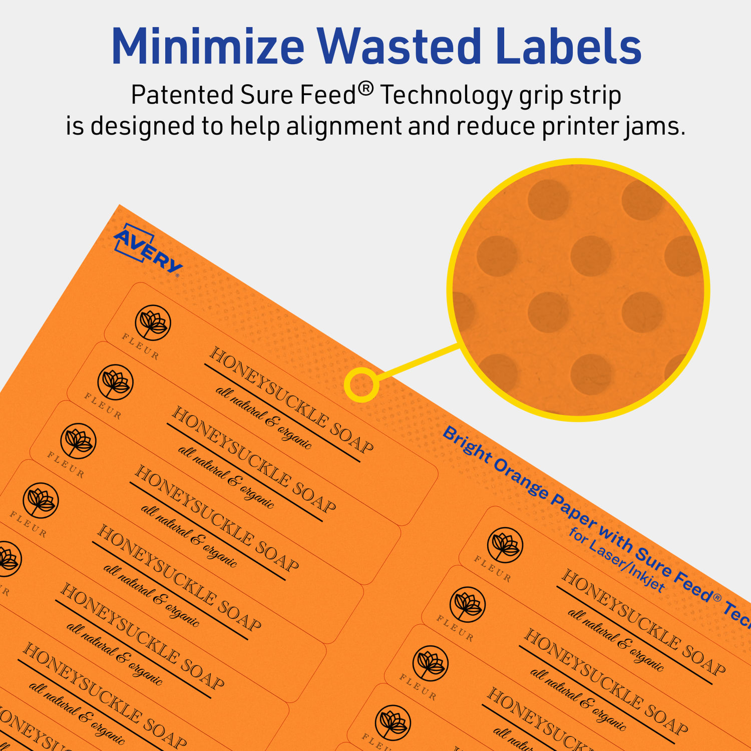 Avery Printable Labels With Sure Feed Technology, 94210-BOP80, Rectangle, 2/3in x 3-7/16in, Matte Bright Orange, Pack of 2400 - Image 5