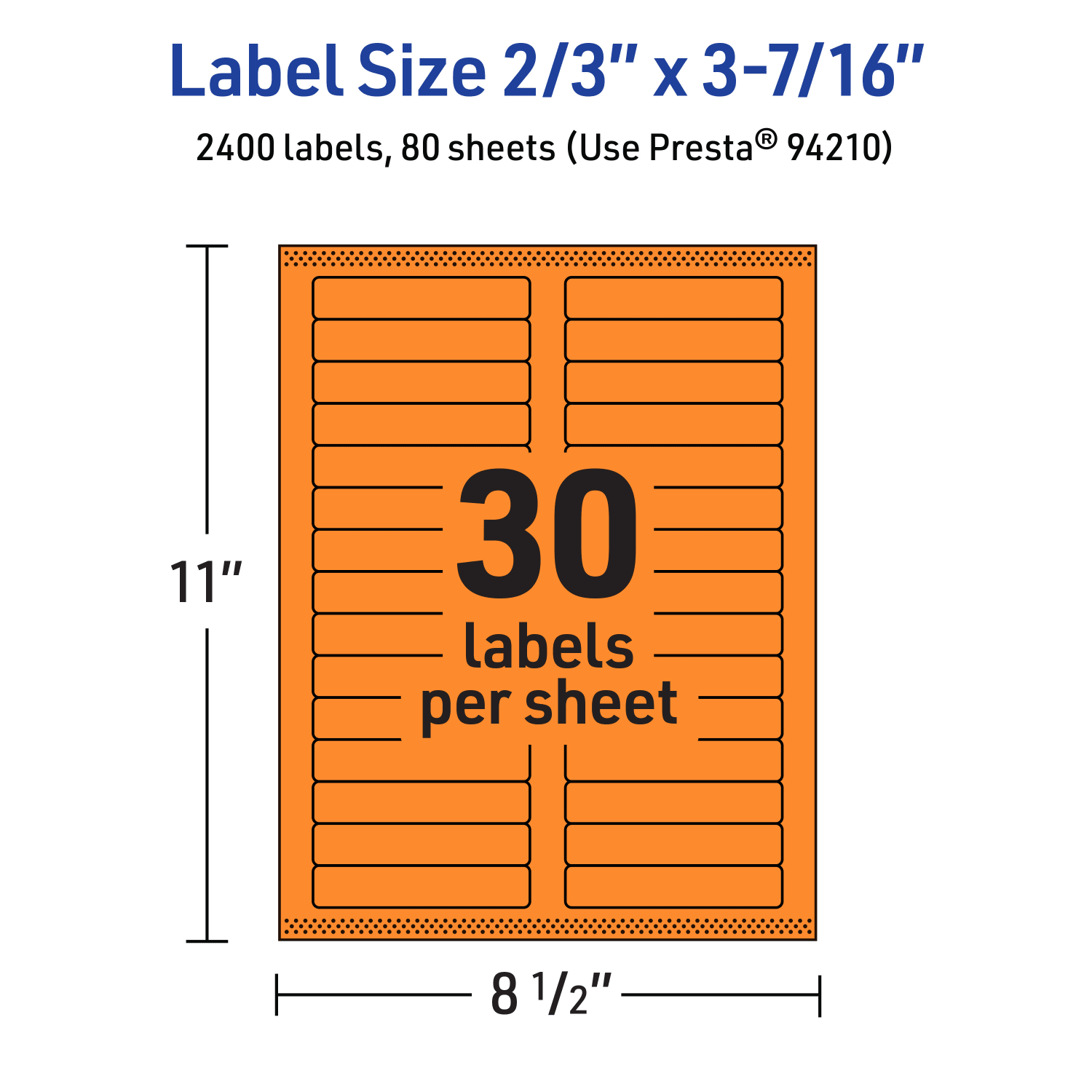 Avery Printable Labels With Sure Feed Technology, 94210-BOP80, Rectangle, 2/3in x 3-7/16in, Matte Bright Orange, Pack of 2400 - Image 6