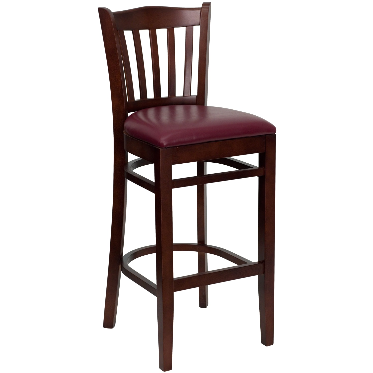 Flash Furniture Wooden/Vinyl Restaurant Barstool With Vertical Slat Back, Burgundy/Mahogany - Image 3