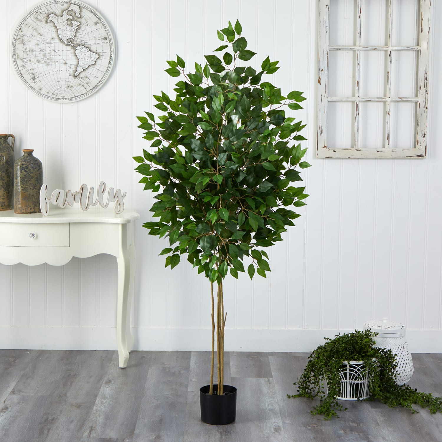 Nearly Natural Ficus 64inH Artificial Plant With Planter, 64inH x 20inW x 20inD, Green/Black - Image 4