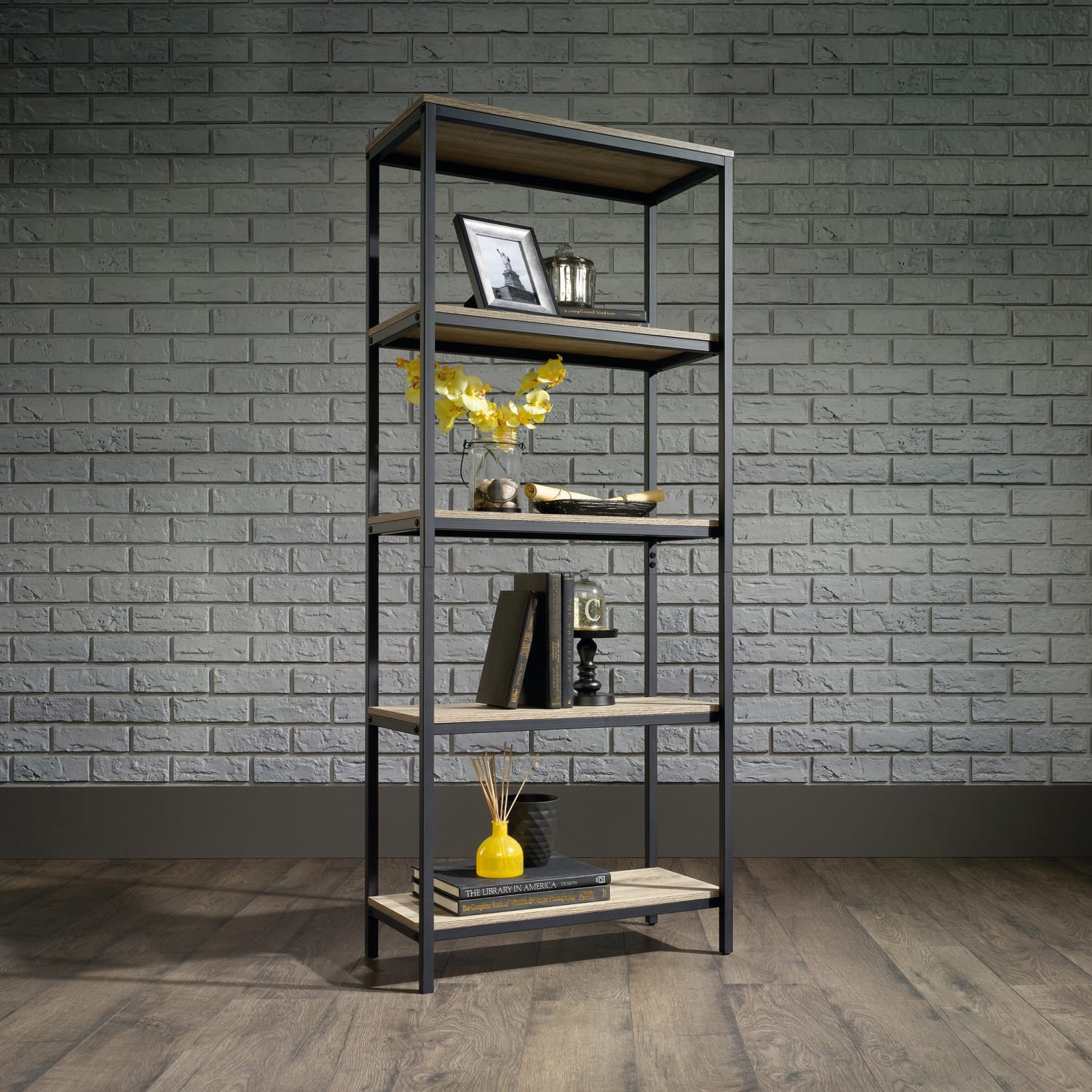 Sauder North Avenue 57inH 5-Shelf Bookcase, Charter Oak - Image 4