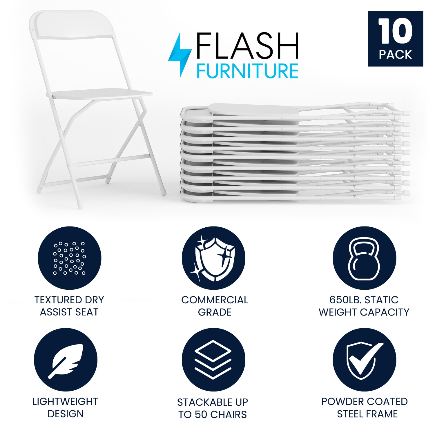 Flash Furniture Hercules Premium Folding Chairs Set Of 10 Folding Chairs White PopularChairscom