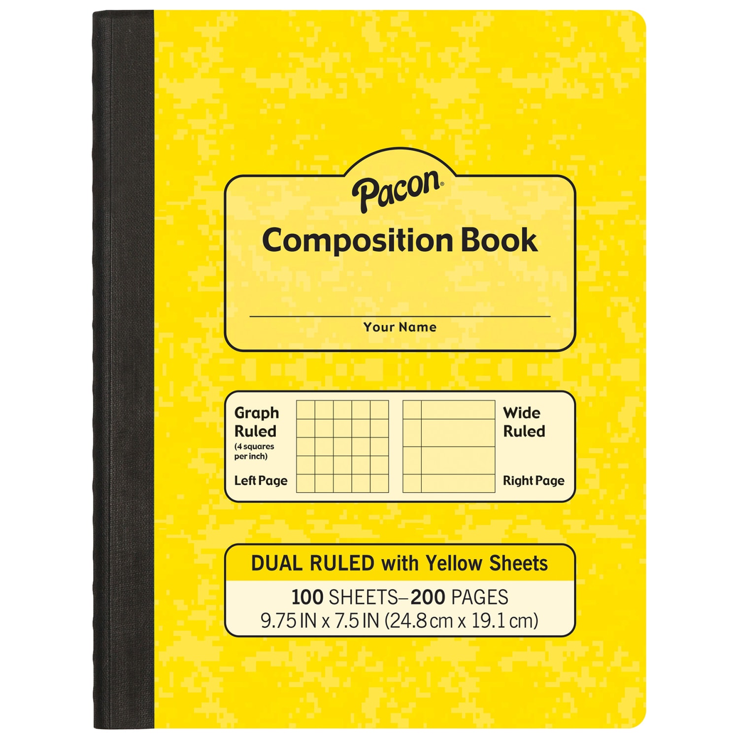 Pacon Dual Ruled Composition Books, 1/4in Grid And 3/8in (Wide) 9-3/4in x 7-1/2in, Yellow, 100 Sheets, Pack Of 6 Books - Image 3