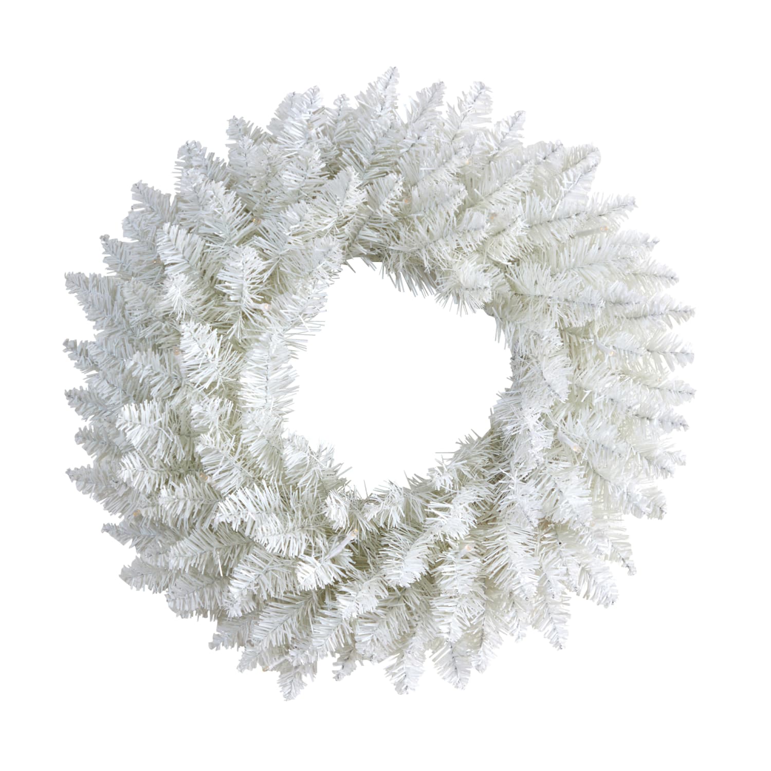 Nearly Natural Colorado Spruce Artificial Christmas Wreath With 129 Bendable Branches And 20 Warm LED Lights, 18in x 4in, White - Image 4