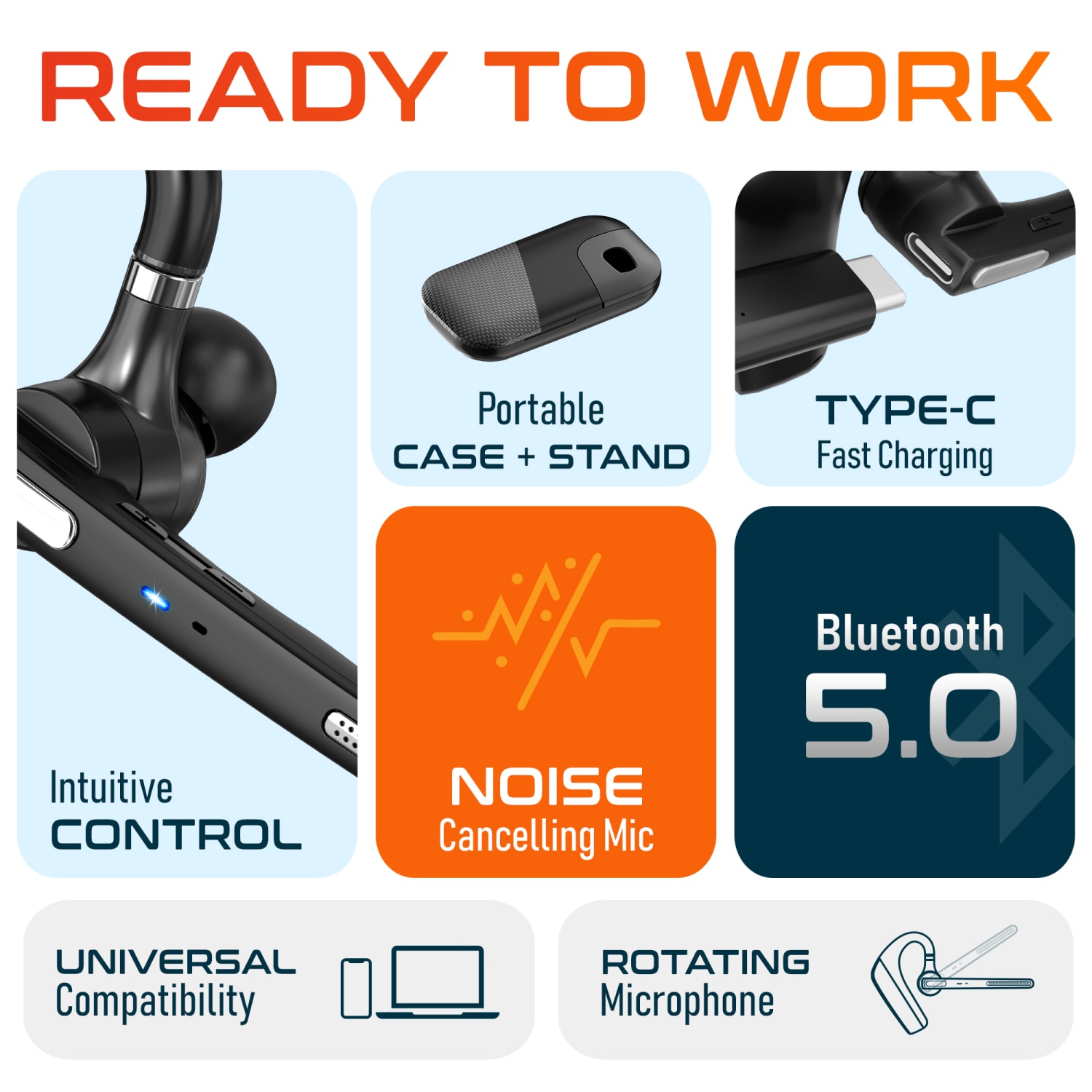 Delton 90X Wireless Noise Canceling Computer Headset, Black, Total Qty 1 - Image 5