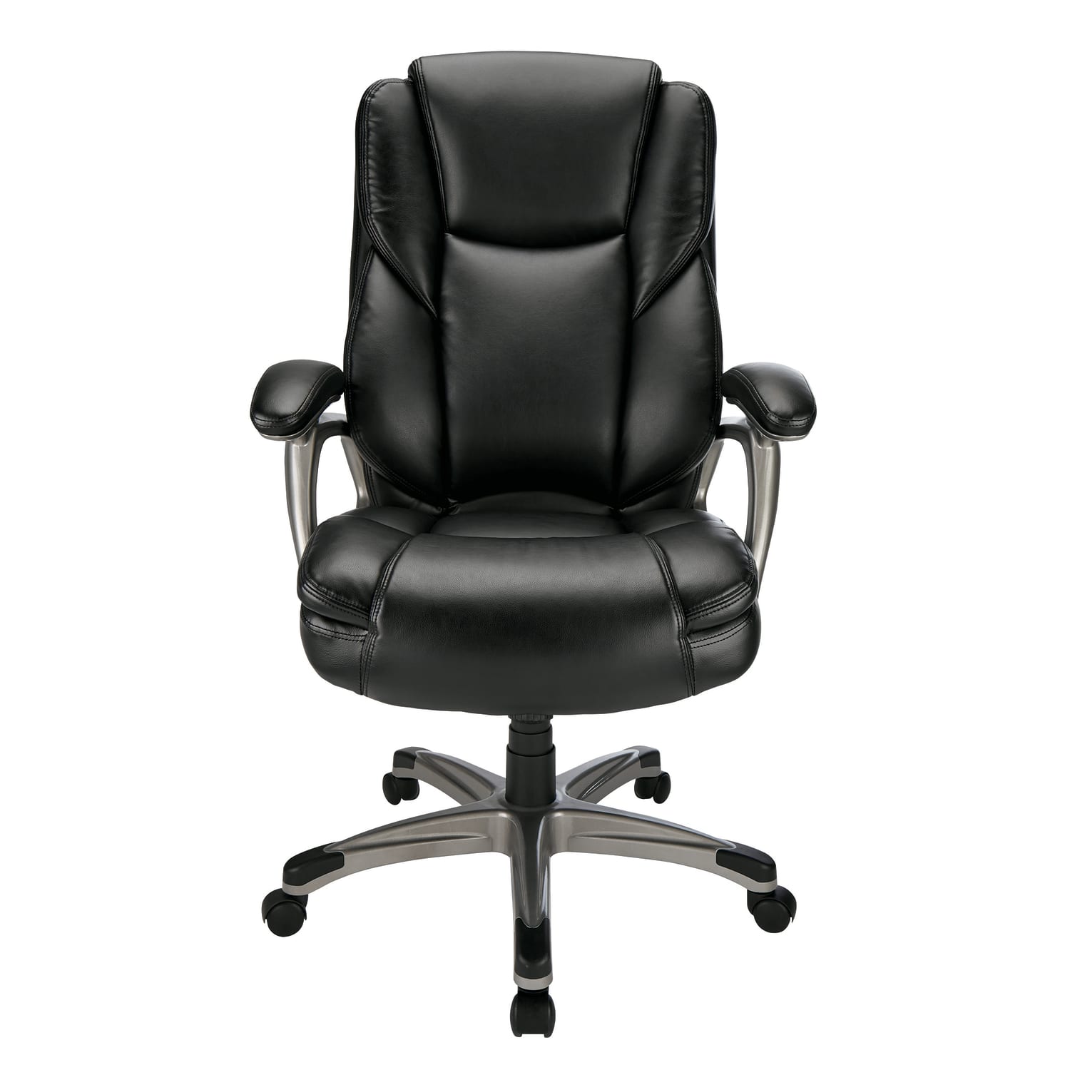 Realspace Cressfield Bonded Leather High-Back Executive Office Chair, Black/Silver, BIFMA Compliant - Image 5