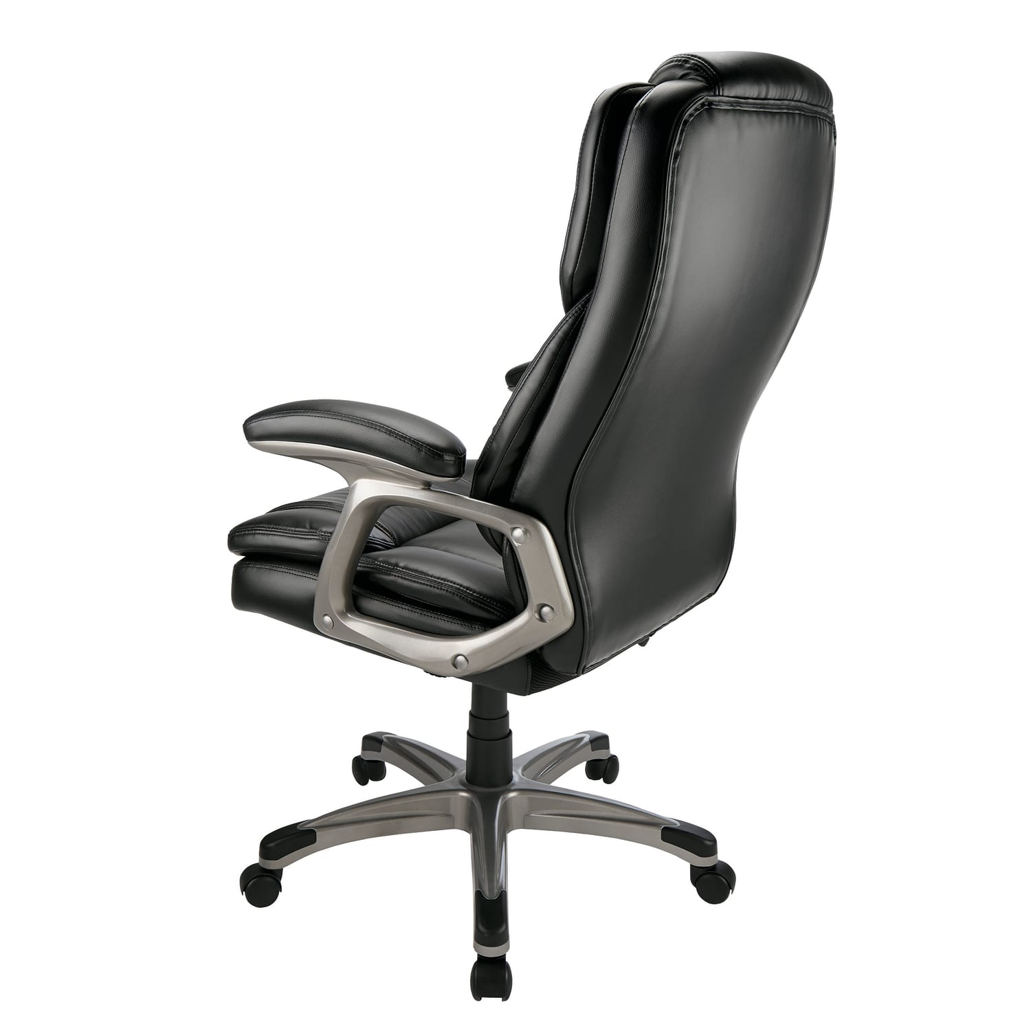 Realspace Cressfield Bonded Leather High-Back Executive Office Chair, Black/Silver, BIFMA Compliant - Image 6