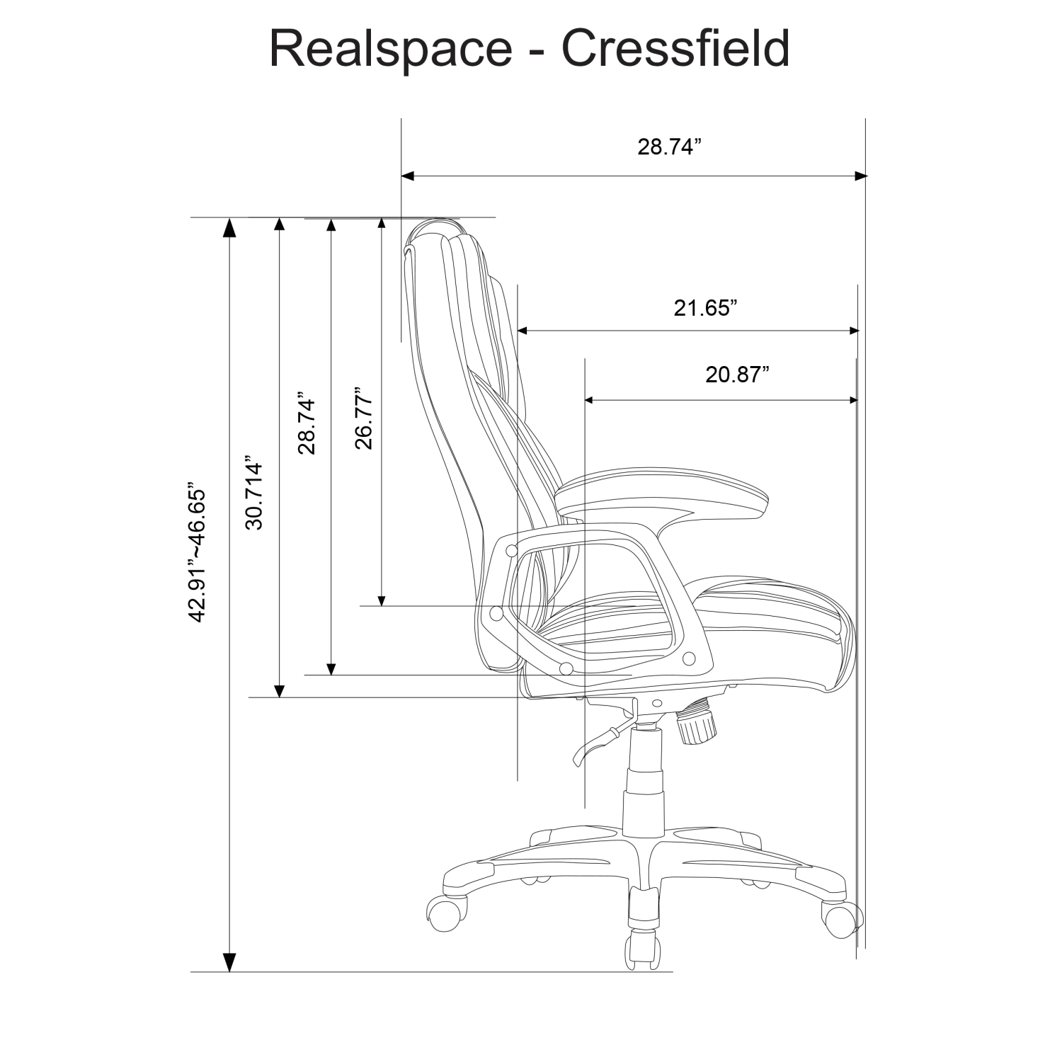 Realspace Cressfield Bonded Leather High-Back Executive Office Chair, Black/Silver, BIFMA Compliant - Image 8