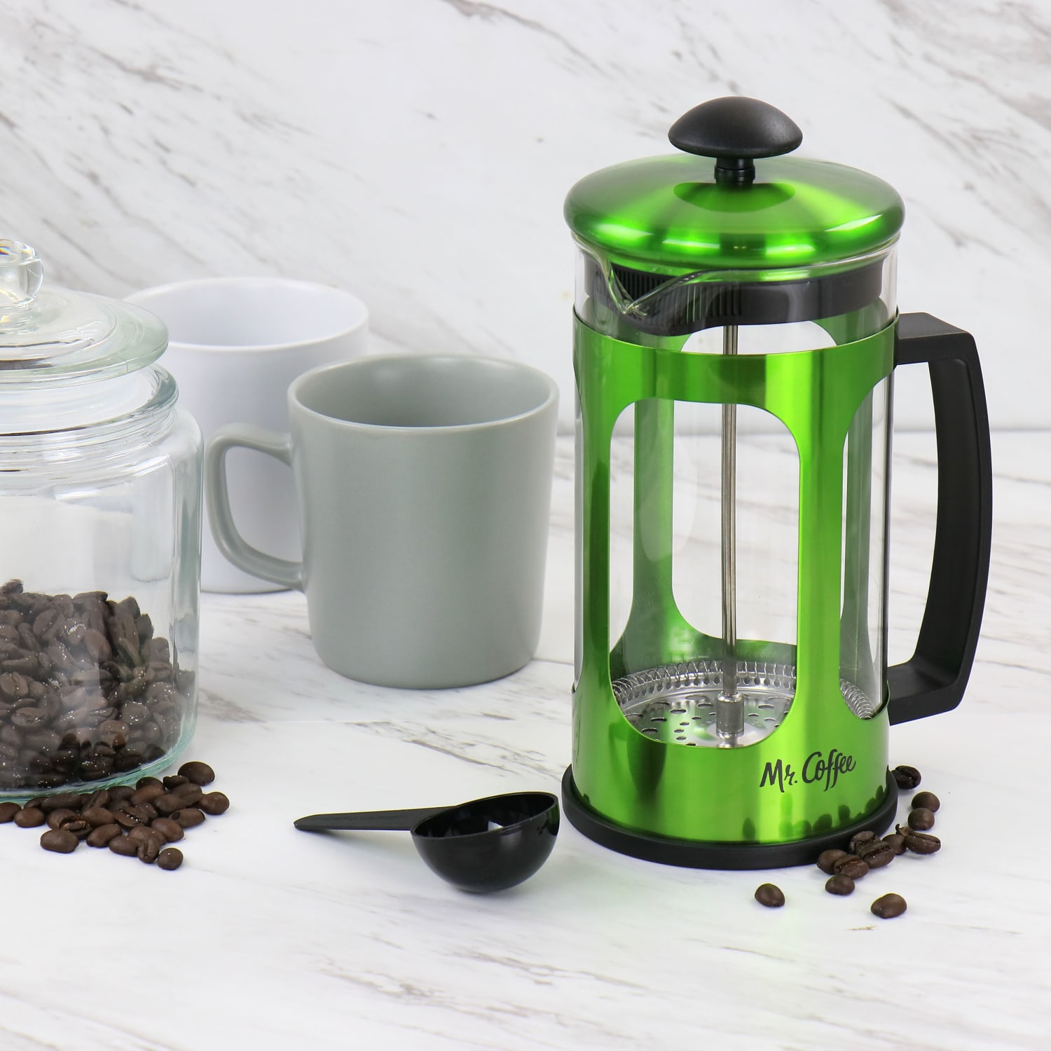 Mr. Coffee 30 Oz Glass And Stainless-Steel French Coffee Press, Metallic Green - Image 6