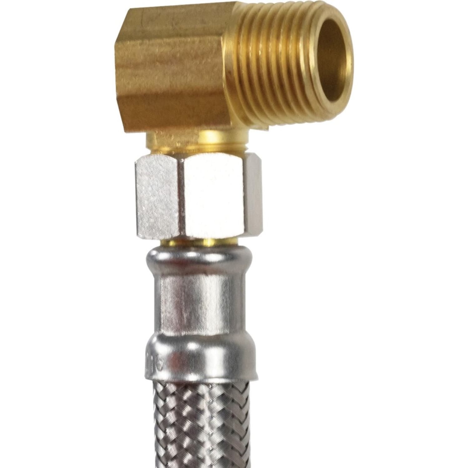 Certified Appliance Accessories Braided Stainless Steel Dishwasher Connector with MIP Elbow - 60in - Silver, Stainless Steel, Gold - Stainless Steel, Vinyl, Polyvinyl Chloride (PVC), Polyester, Brass - Image 5