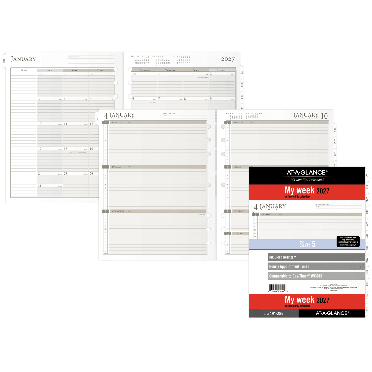 AT-A-GLANCE 2027 Weekly Planner Refill, Loose Leaf, Folio Size, 8 1/2in x 11in - Image 6