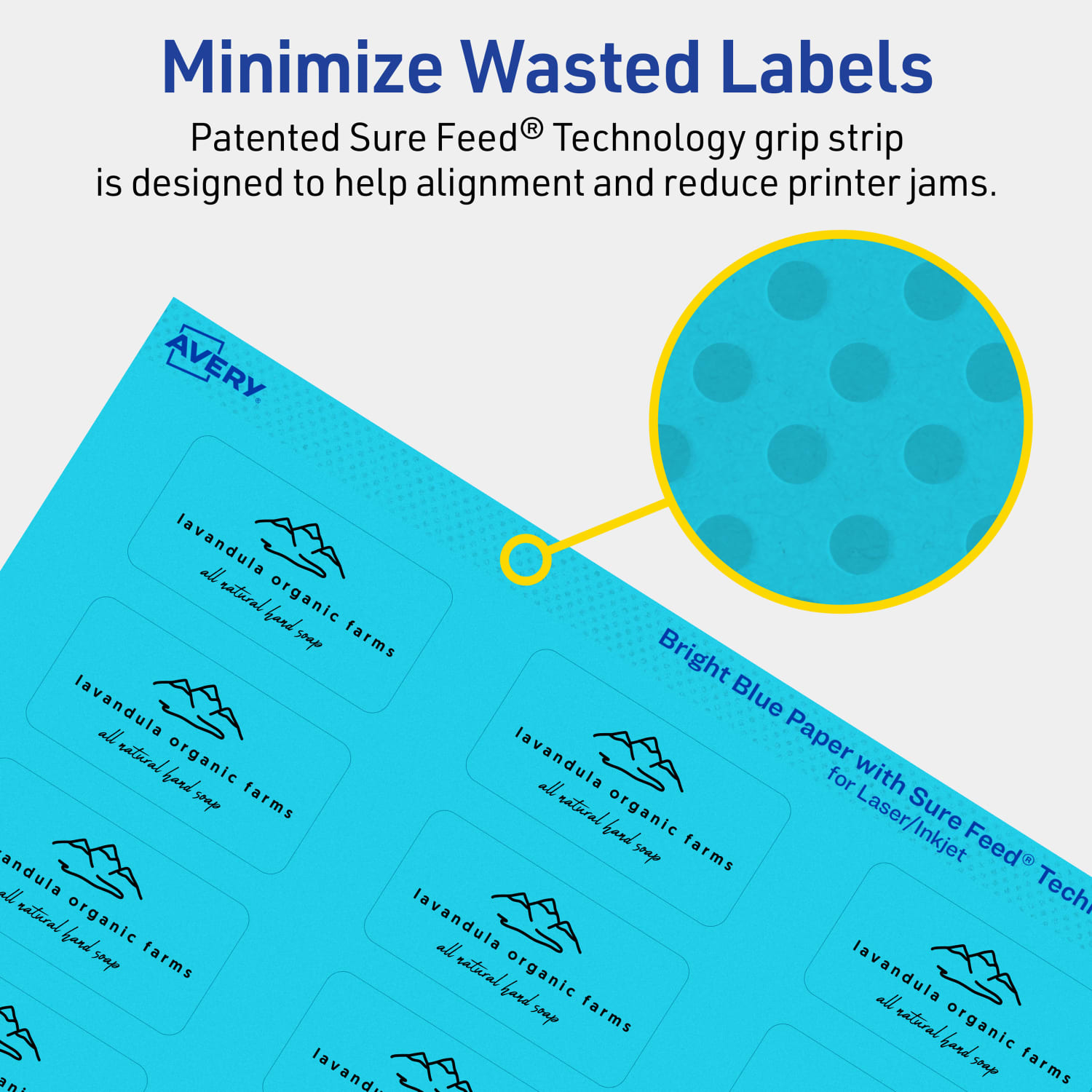 Avery Print-To-The-Edge Labels With Sure Feed Technology And Easy Peel, 94220-BBP40, Rectangle, 1in x 2in, Matte Bright Blue, Pack of 960 - Image 5