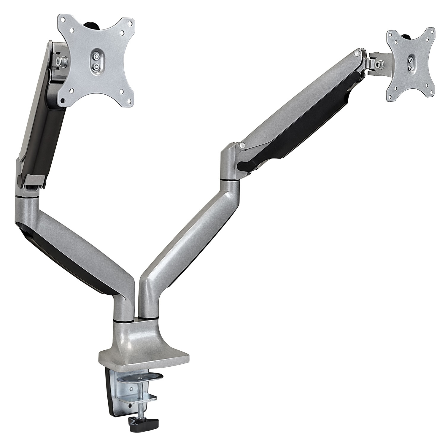 Mount-It! MI-1772S Dual Monitor Desk Mount For 24 - 32in Monitors, 23inH x 16inW x 5inD, Silver
