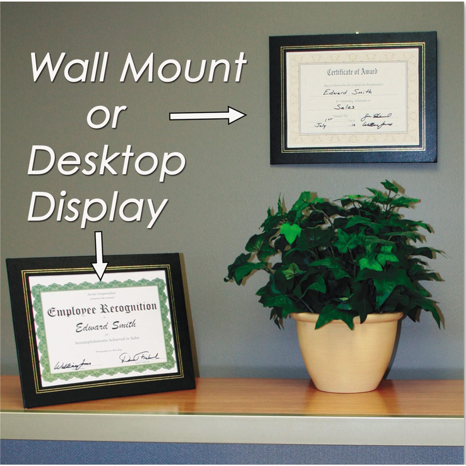 NuDell Flat Leatherette Document Frames - Holds 11inx8.50in Insert - Desktop - Horizontal, Vertical - Easel Back, Hanger - 21202 - Image 5