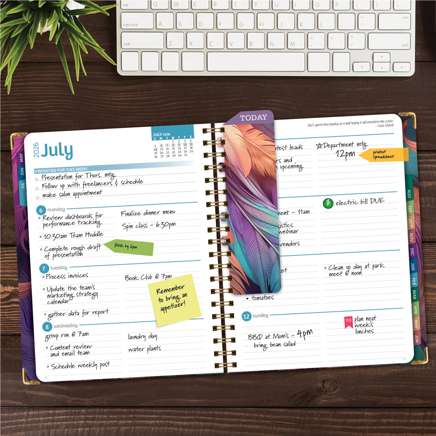 2026-2027 Excello Brands 14-Month Academic Year Hardcover Weekly/Monthly Fashion Planner, 8-1/2in x 11in, Pastel Peacock, May To June, Total Qty 1 - Image 4