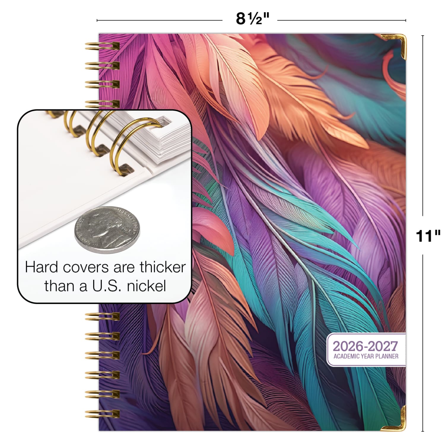 2026-2027 Excello Brands 14-Month Academic Year Hardcover Weekly/Monthly Fashion Planner, 8-1/2in x 11in, Pastel Peacock, May To June, Total Qty 1 - Image 5