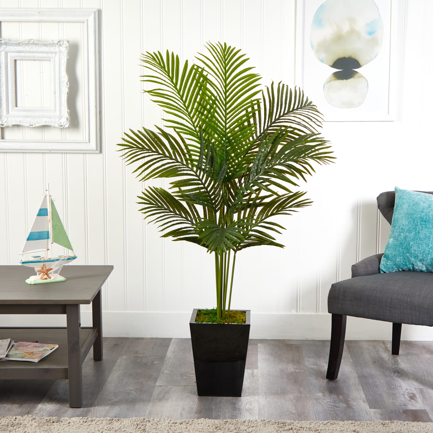 Nearly Natural Paradise Palm 60inH Artificial Plant With Metal Planter, 60inH x 35inW x 27inD, Green/Black - Image 4