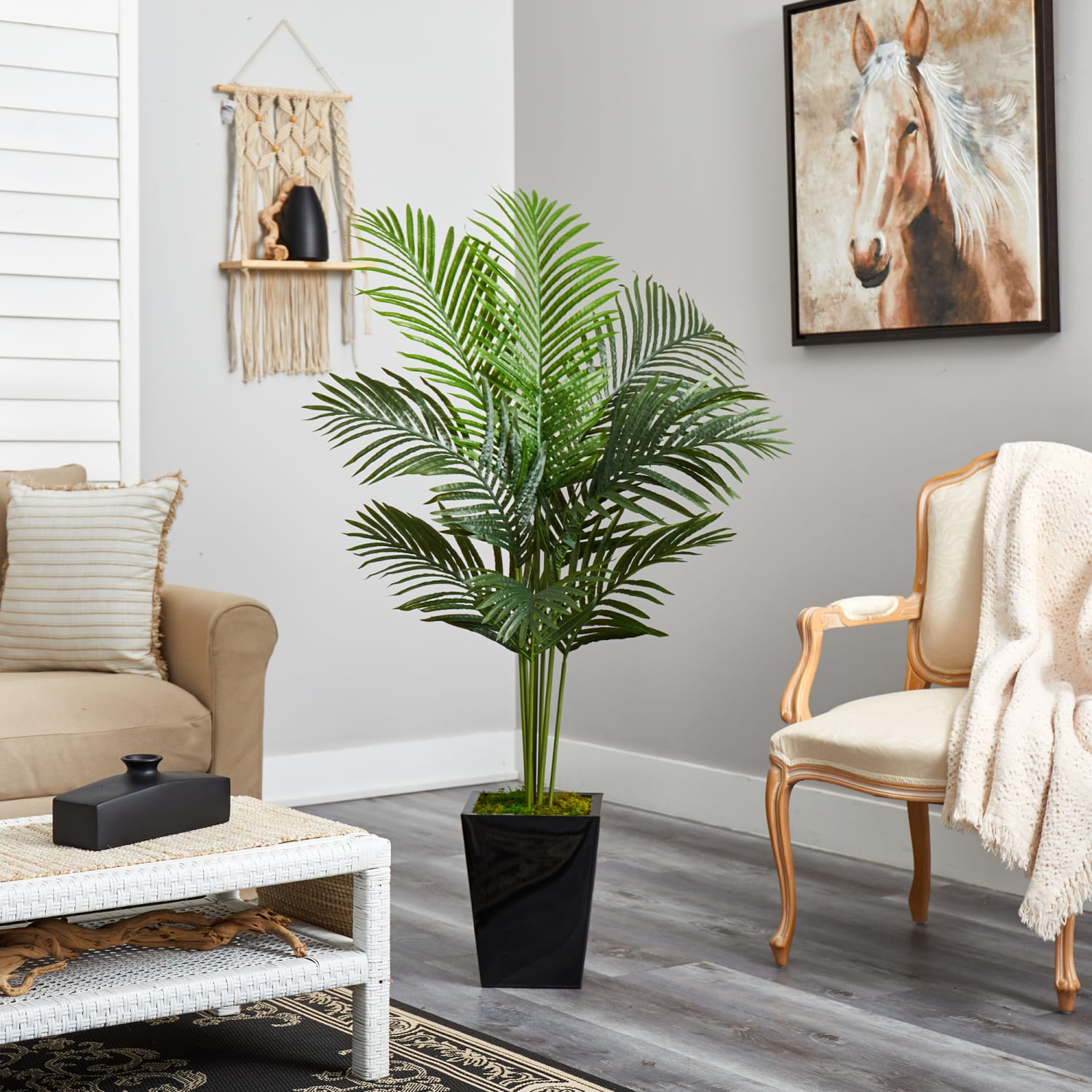 Nearly Natural Paradise Palm 60inH Artificial Plant With Metal Planter, 60inH x 35inW x 27inD, Green/Black - Image 5
