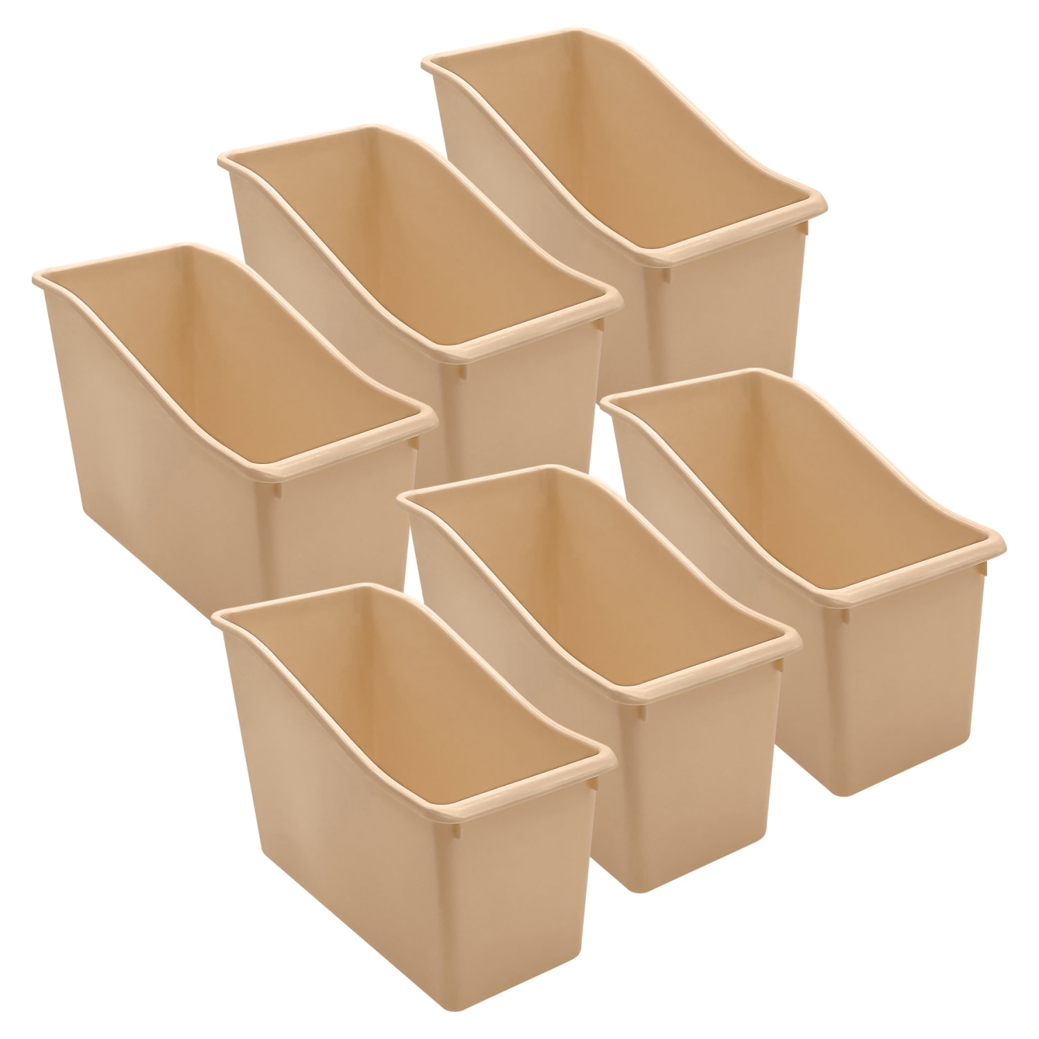 Teacher Created Resources Plastic Book Bins, 7-1/2inH x 11-3/8inW x 5-1/2inD, Light Brown, Pack Of 6 Bins