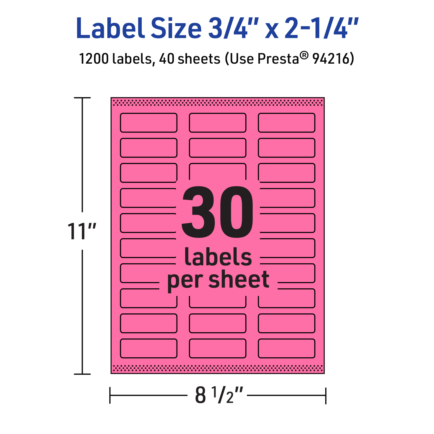 Avery Print-To-The-Edge Labels With Sure Feed Technology And Easy Peel, 94216-BPP40, Rectangle, 3/4in x 2-1/4in, Matte Bright Pink, Pack of 1200 - Image 6