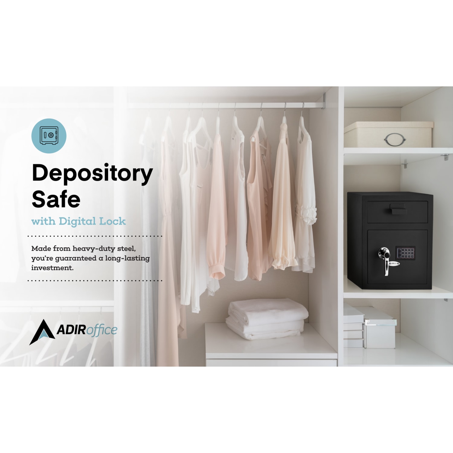 Alpine AdirOffice Steel Digital Depository Safe With Digital Keypad, 1.1 Cu. Ft., Black - Image 5