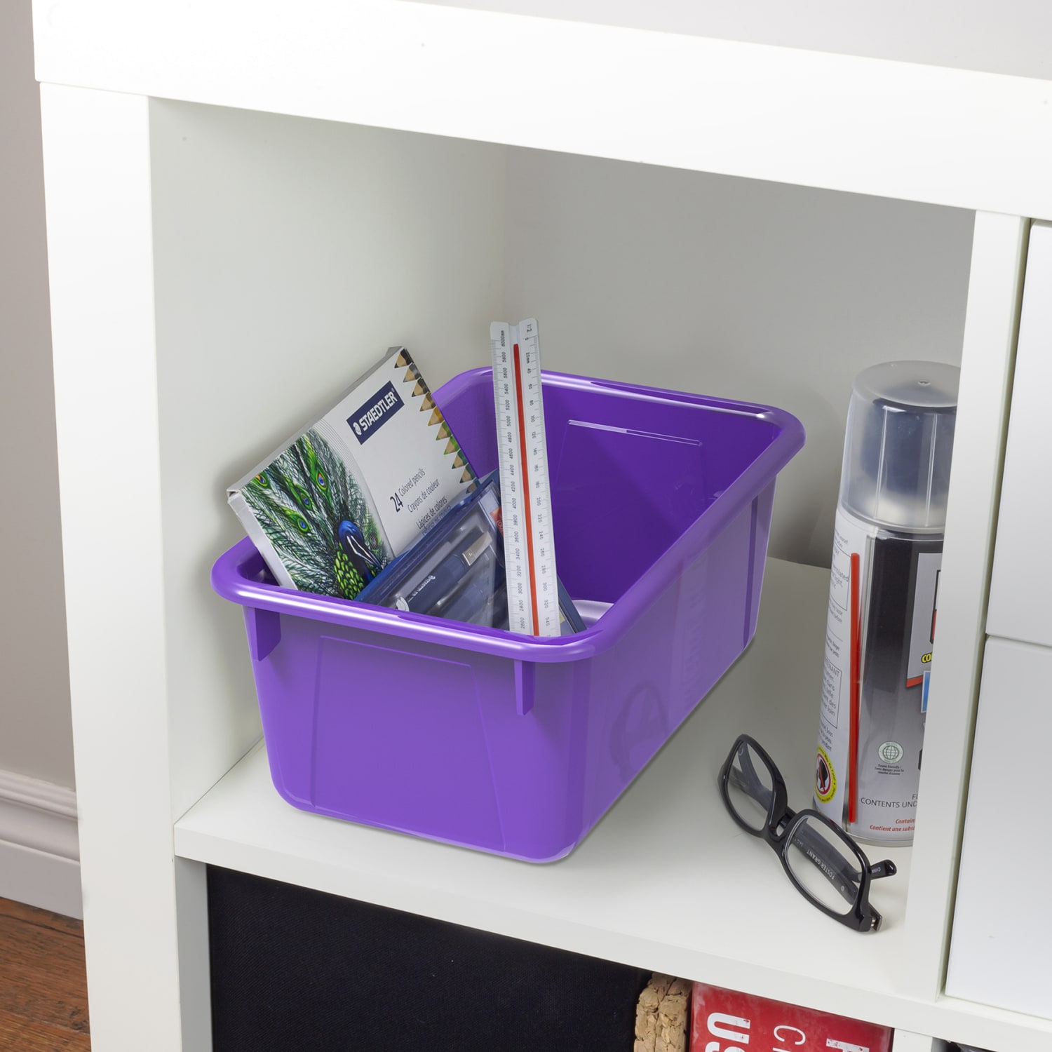 Storex Small Cubby Bins, 5-1/4inH x 8inW x 12-5/16inD, Purple, Pack Of 5 Bins - Image 6