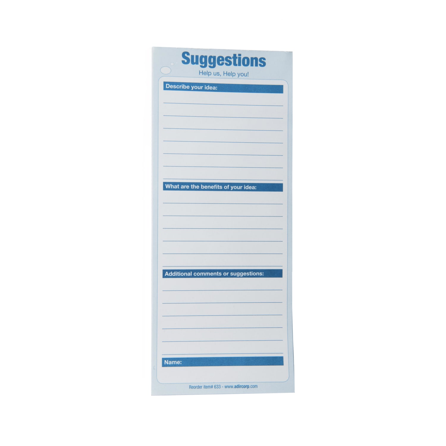 Alpine AdirOffice Comment Suggestion Cards, 8-1/2inH x 4inW x 1/8inD, White, Pack Of 25 Cards - Image 3
