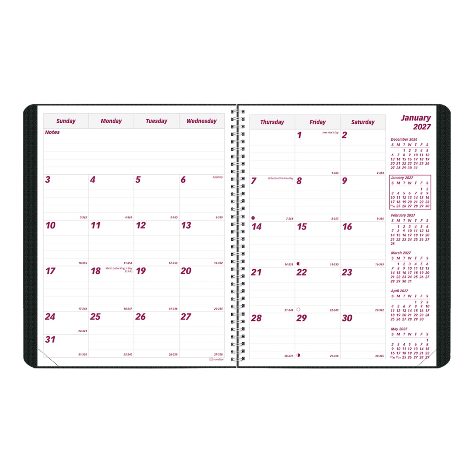 2026-2028 Brownline 14-Month DuraFlex Monthly Planner, 8-7/8in x 7-1/8in, 100% Recycled, Black, December To January, CB1200V.BLK - Image 4