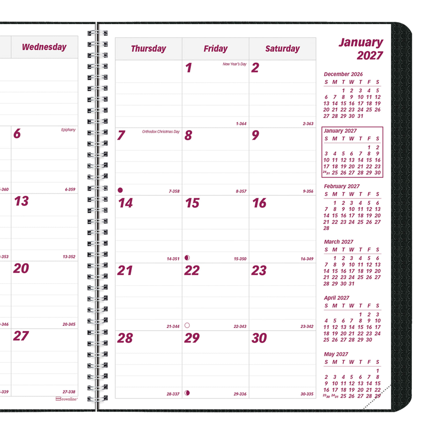 2026-2028 Brownline 14-Month DuraFlex Monthly Planner, 8-7/8in x 7-1/8in, 100% Recycled, Black, December To January, CB1200V.BLK - Image 6