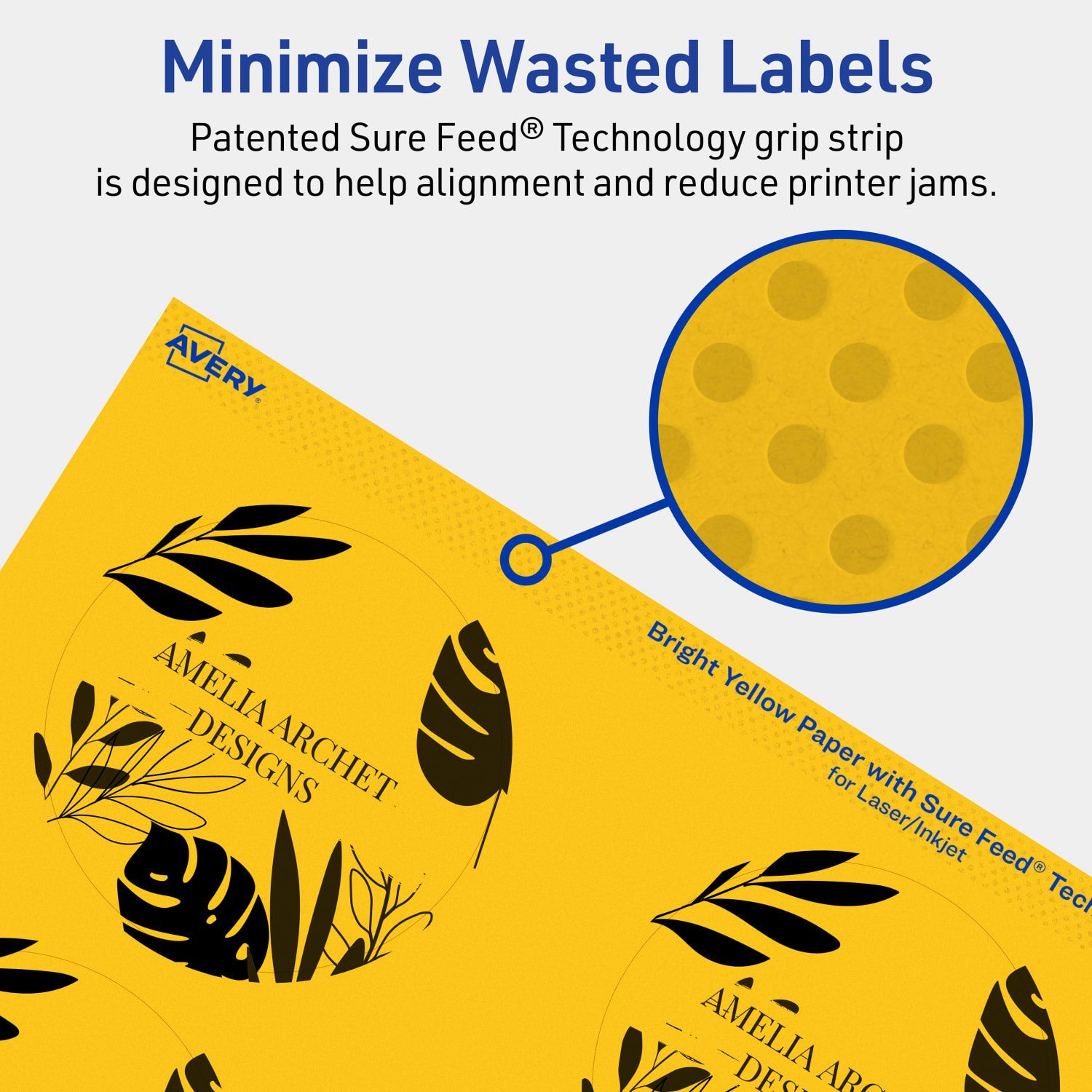 Avery Print-To-The-Edge Labels With Sure Feed Technology And Easy Peel Label Feature, 94513-BYP20, Round, 3in, Matte Bright Yellow, Pack of 120 - Image 5