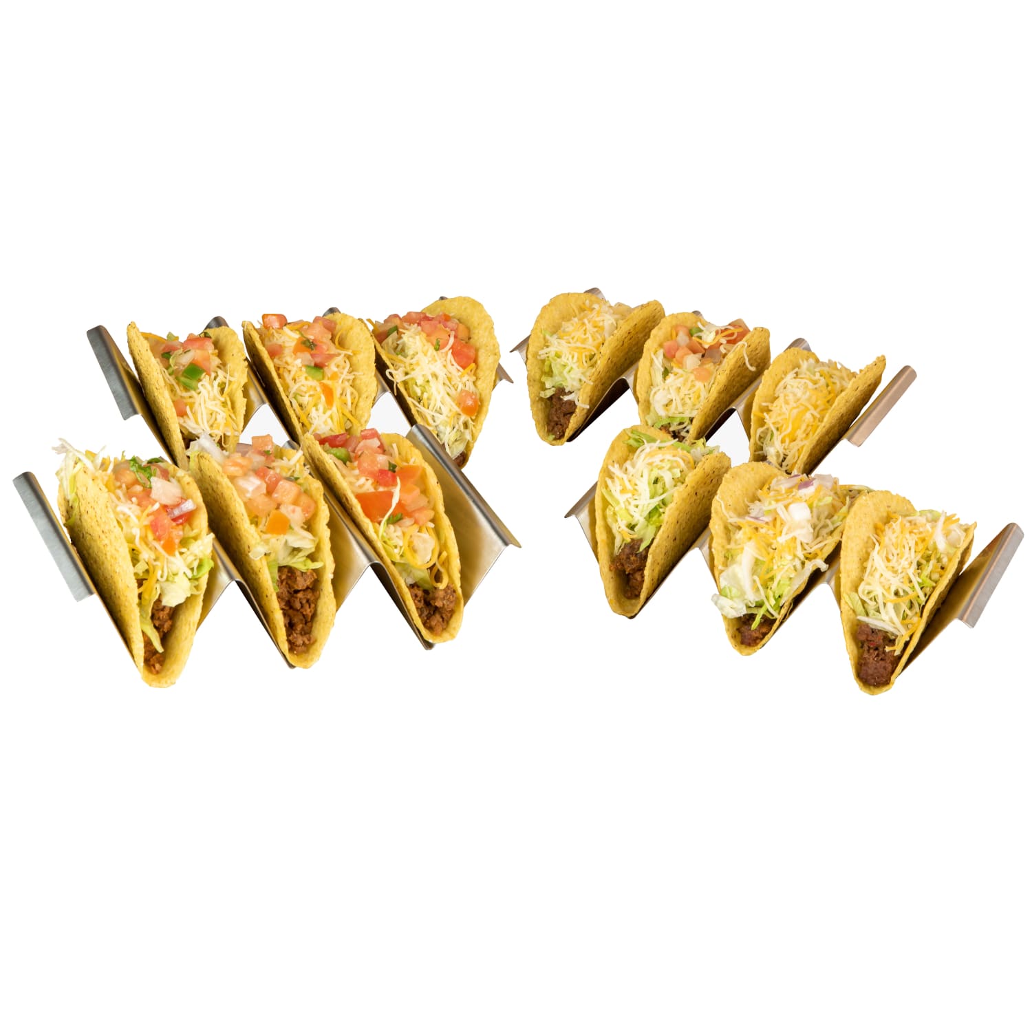 Taco Tuesday Stainless Steel 4-Piece Taco Holder Set, Silver - Image 3