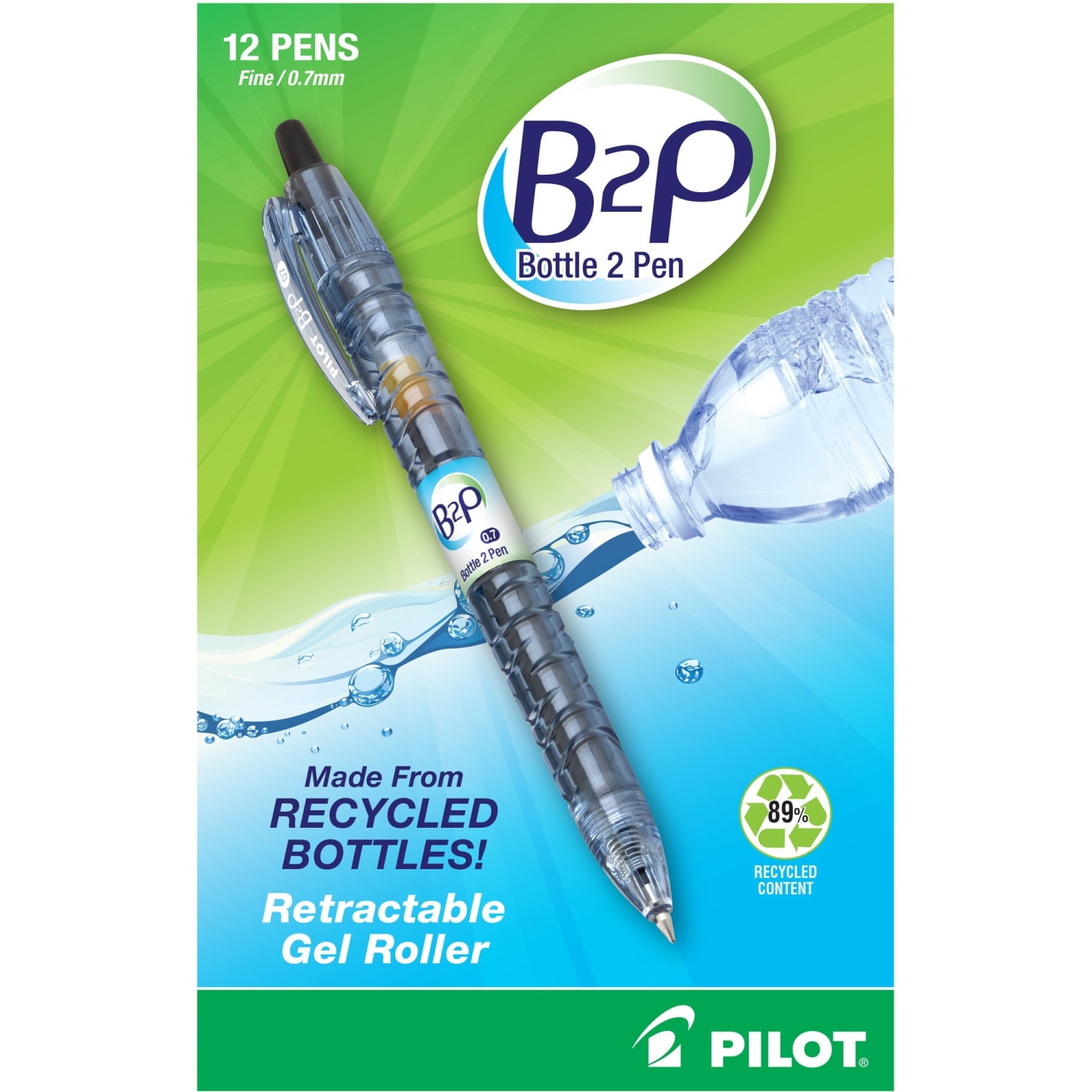 Pilot "Bottle to Pen" B2P Retractable Gel Pens, Fine Point, 0.7 mm, 89% Recycled, Translucent Barrel, Black Ink, Pack Of 12 - Image 5