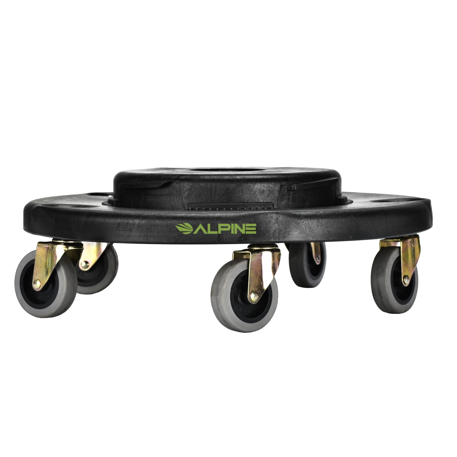 Alpine Large Round Trash Can Dollies, 6-1/8inH x 17-15/16inW x 17-15/16inD, Black, Pack Of 2 Dollies - Image 4