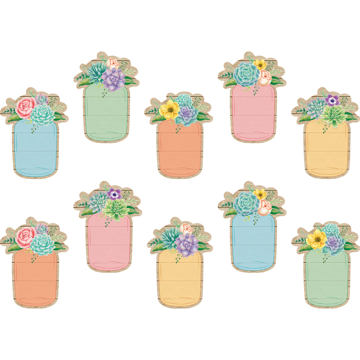 Teacher Created Resources Accents, Rustic Bloom Mason Jars, 30 Pieces Per Pack, Set Of 3 Packs - Image 3