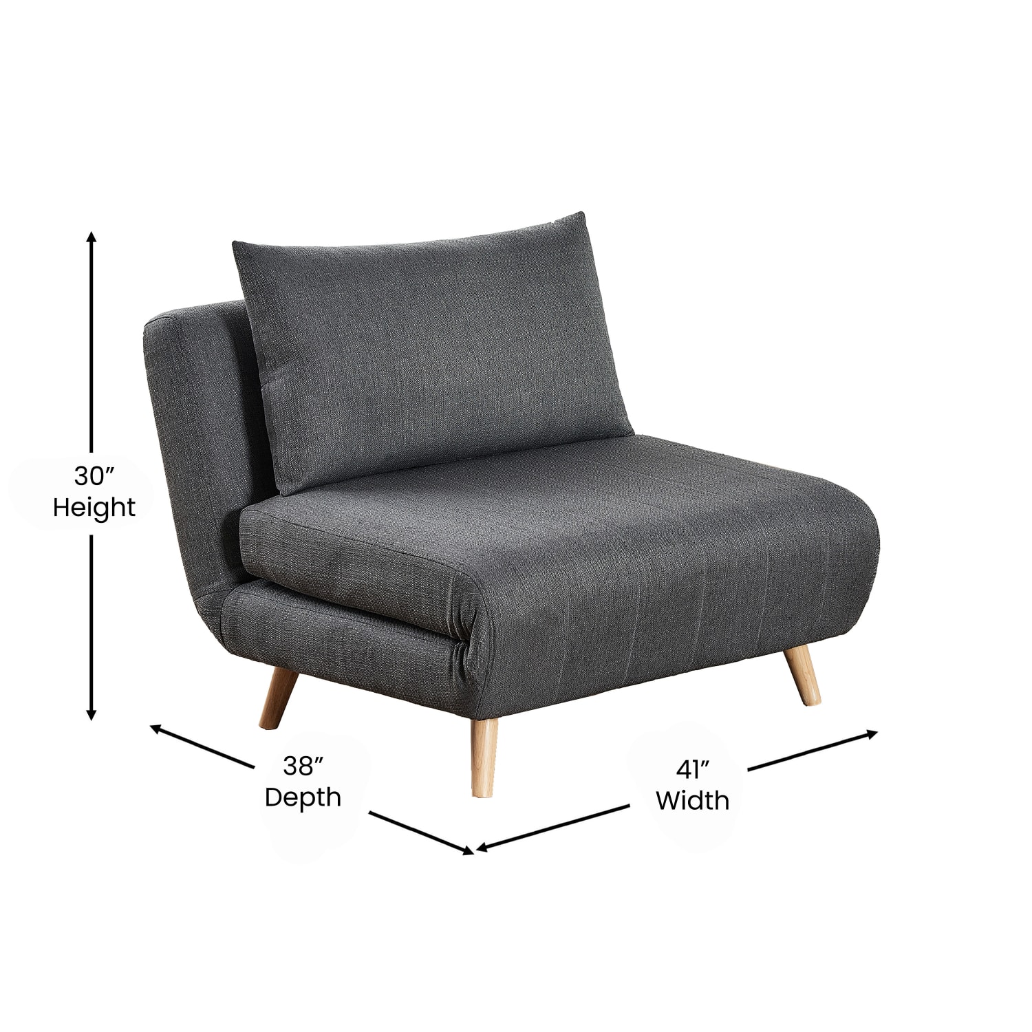Flash Furniture Shaw Convertible Tri Fold Fabric Sleeper Guest Chair Dark Gray PopularChairscom