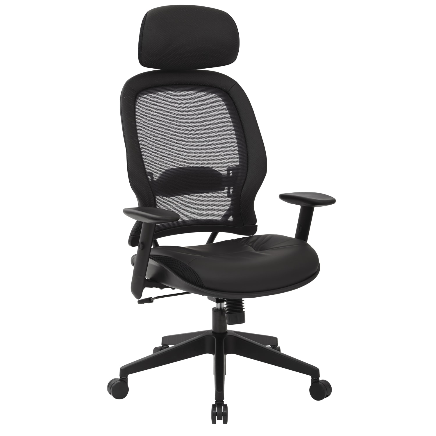 Office Star Professional AirGrid Bonded Leather High-Back Executive Chair, Black
