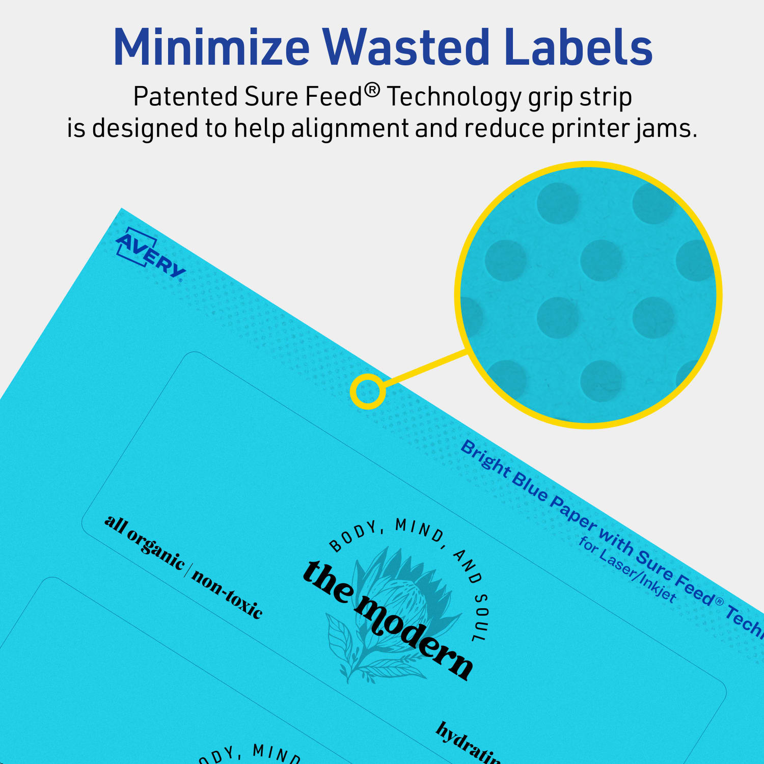Avery Print-To-The-Edge Labels With Sure Feed Technology And Easy Peel, 94242-BBP80, Rectangle, 2in x 6in, Matte Bright Blue, Pack of 320 - Image 5