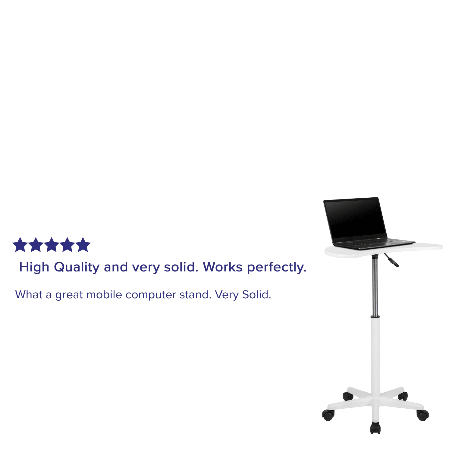 Flash Furniture Sit To Stand Laptop Computer Desk Mobile Workstation, 36-1/2inH x 25-1/2inW x 22-1/2inD, White - Image 5