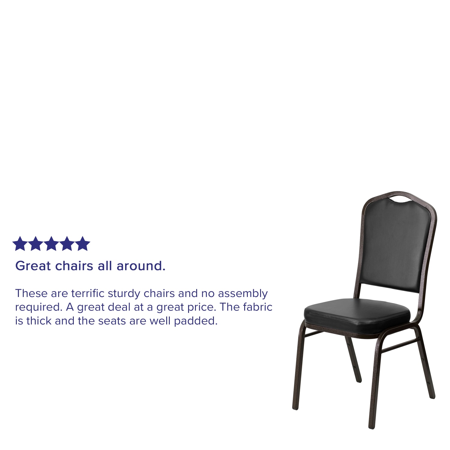 Flash Furniture HERCULES Series Crown Back Stacking Banquet Chair, Black/Gold Vein - Image 5