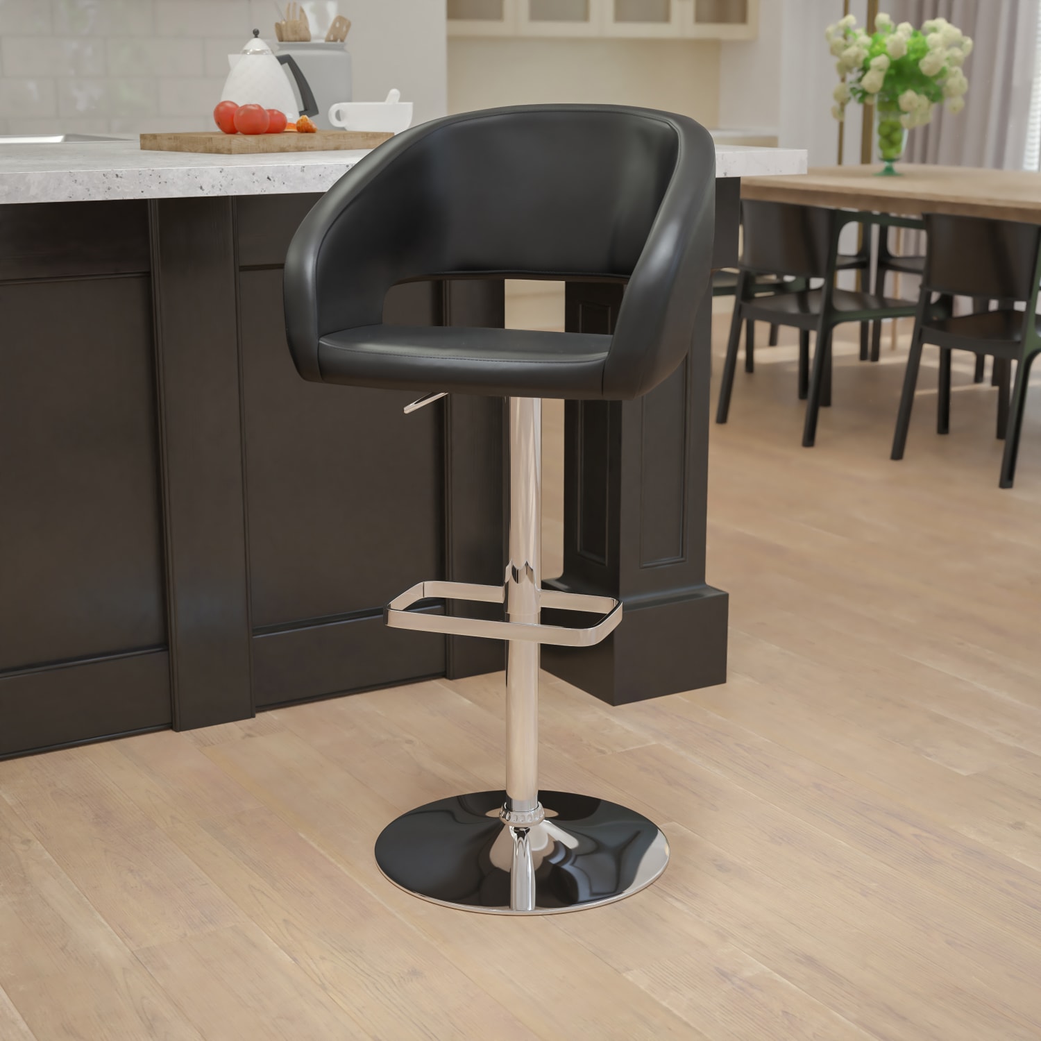 Flash Furniture Contemporary Adjustable Bar Stool, Black, CH122070BK