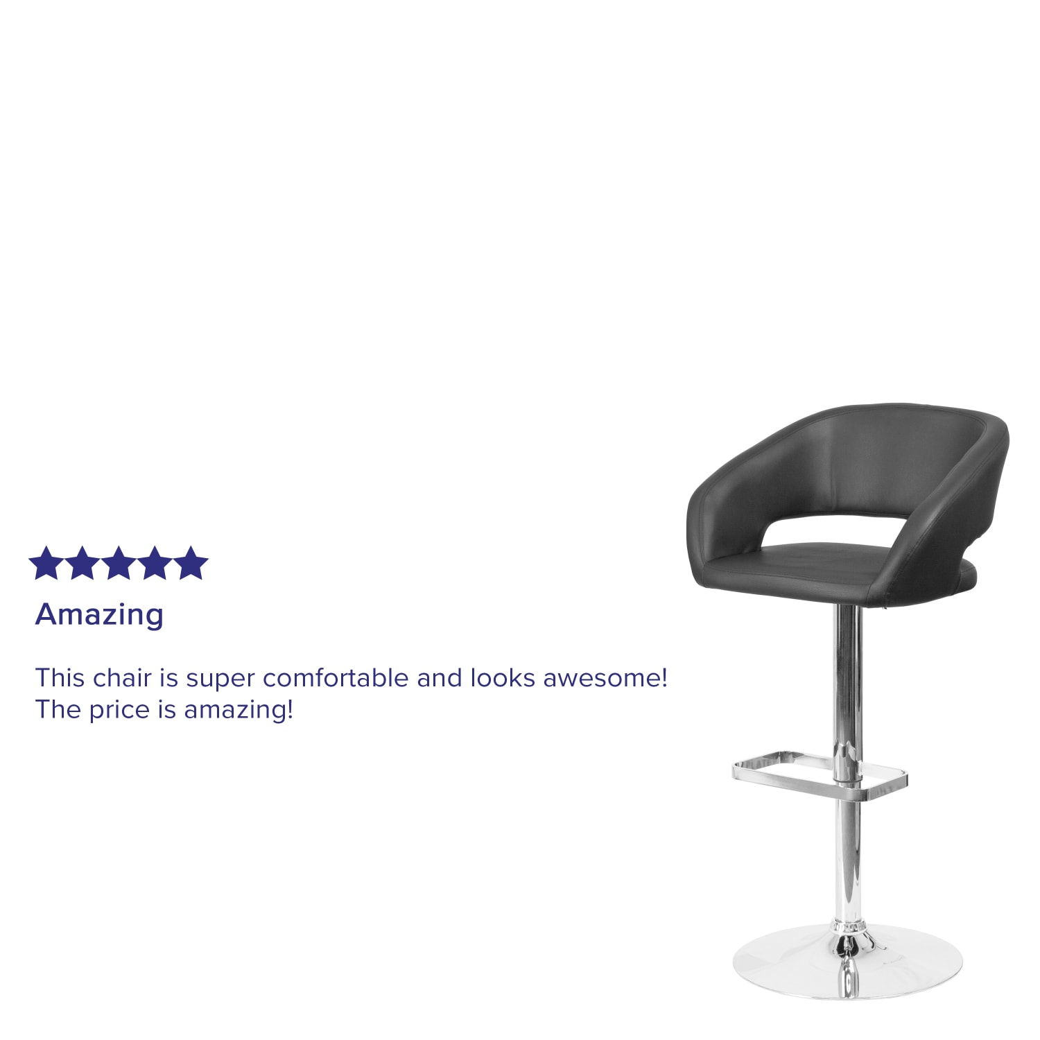 Flash Furniture Contemporary Adjustable Bar Stool, Black, CH122070BK - Image 5