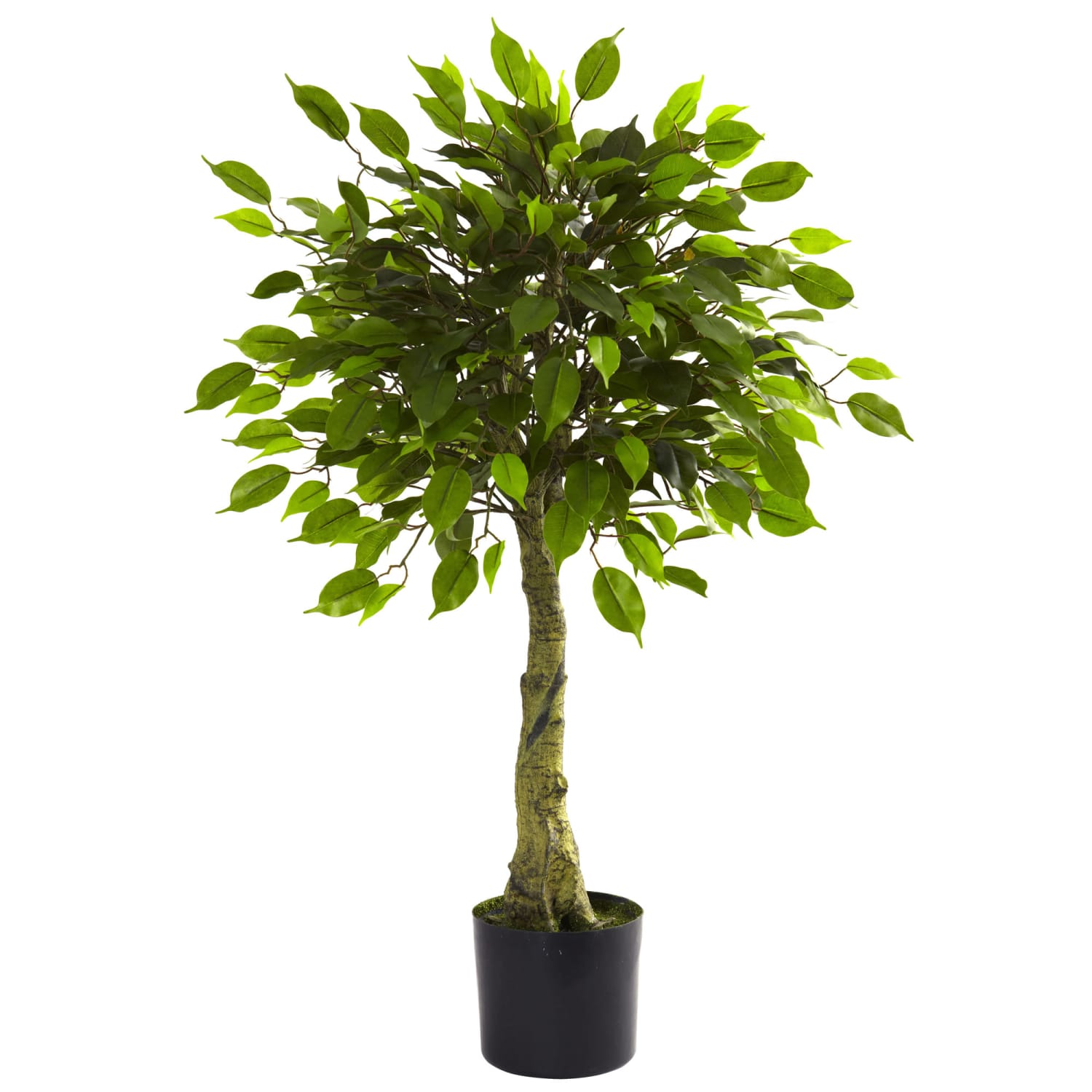Nearly Natural 3ftH Polyester Artificial Ficus Tree with Pot, Green