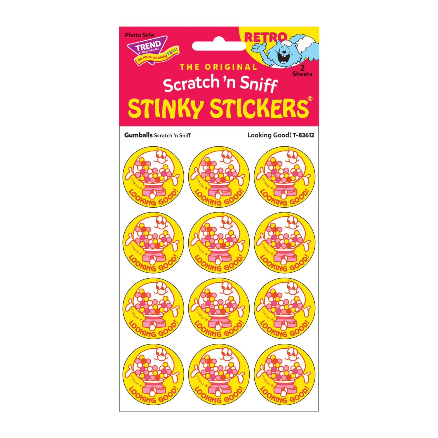 Trend Retro Scratch N Sniff Stinky Stickers, Looking Good!/Gumballs, 24 Stickers Per Pack, Set Of 6 Packs - Image 3