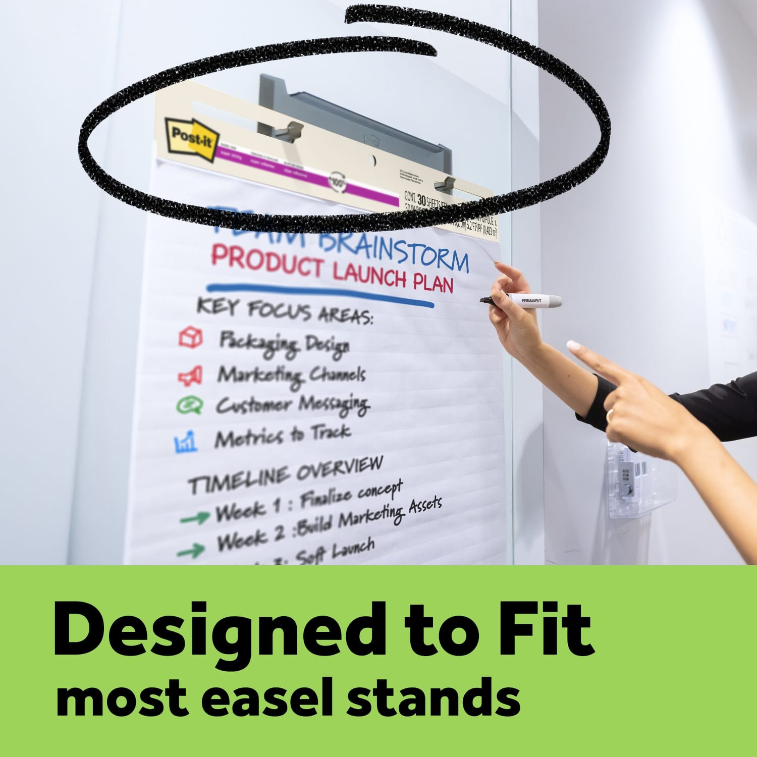 Post-it Super Sticky Recycled Easel Pads, 25 in x 30 in, 6 Pads, 30 Sheets/Pad, 30% Recycled, Great for Virtual Teachers and Students, White - Image 4