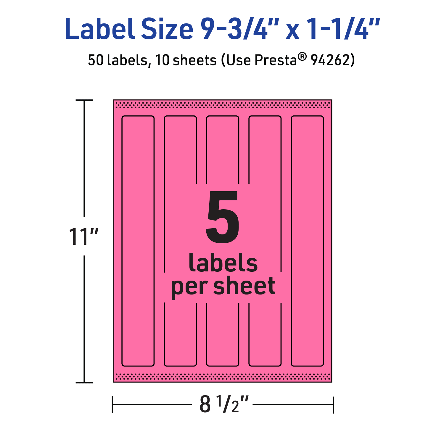 Avery Print-To-The-Edge Labels With Sure Feed Technology, 94262-BPP10, Rectangle, 9-3/4in x 1-1/4in, Matte Bright Pink, Pack of 50 - Image 6