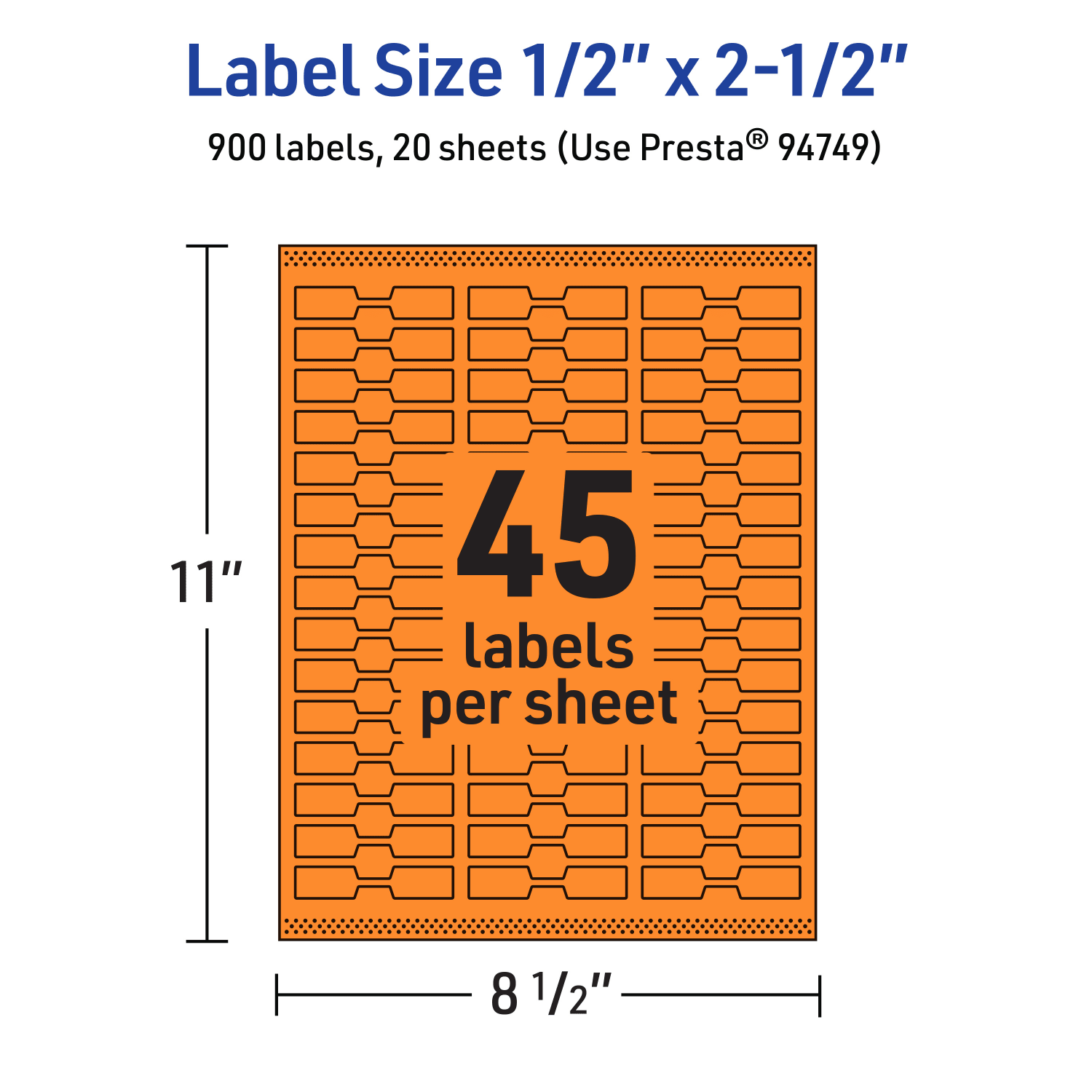Avery Printable Labels With Sure Feed Technology, 94749-BOP20, Barbell, 1/2in x 2-1/2in, Matte Bright Orange, Pack of 900 - Image 6