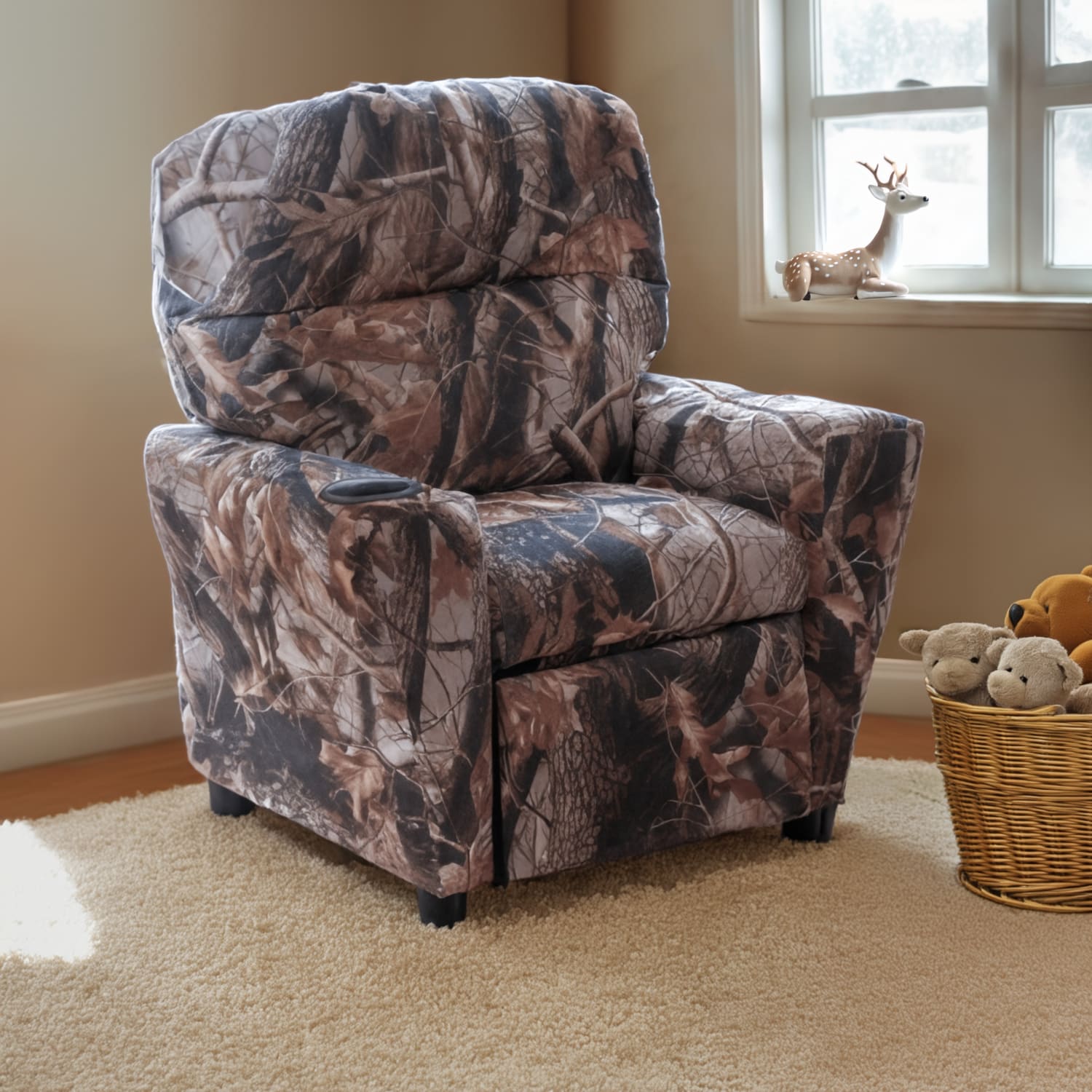 Flash Furniture Contemporary Kids Fabric Recliner Accent Chair With Cup Holder Camouflage PopularChairscom