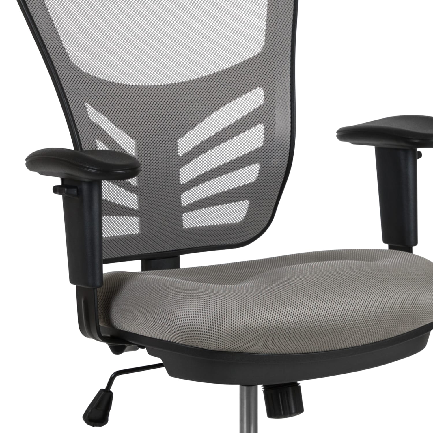 Flash Furniture Mid-Back Mesh Ergonomic Drafting Chair with Adjustable Chrome Foot Ring, Adjustable Arms, Light Gray/Black - Image 9