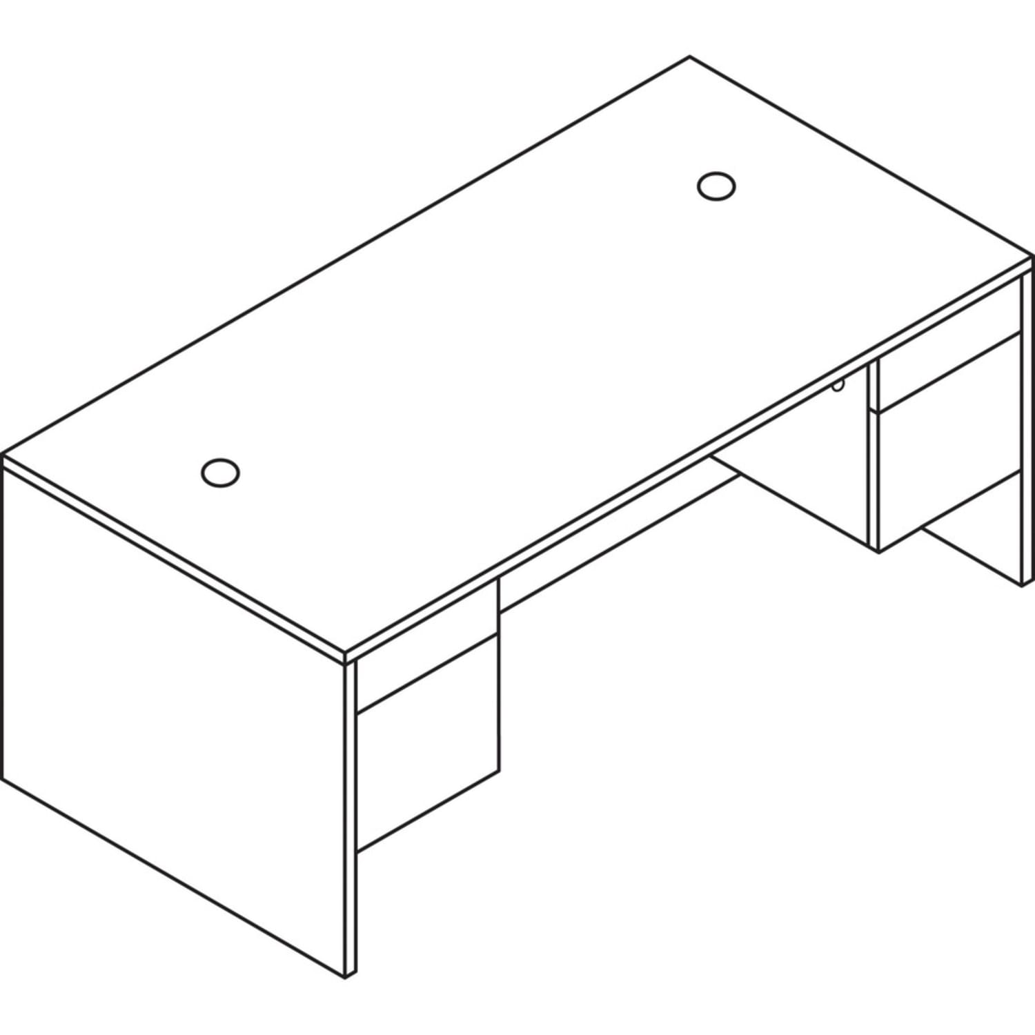 HON 10500 60in 3-Drawer Left-Pedestal Computer Desk, Sterling Ash - Image 5
