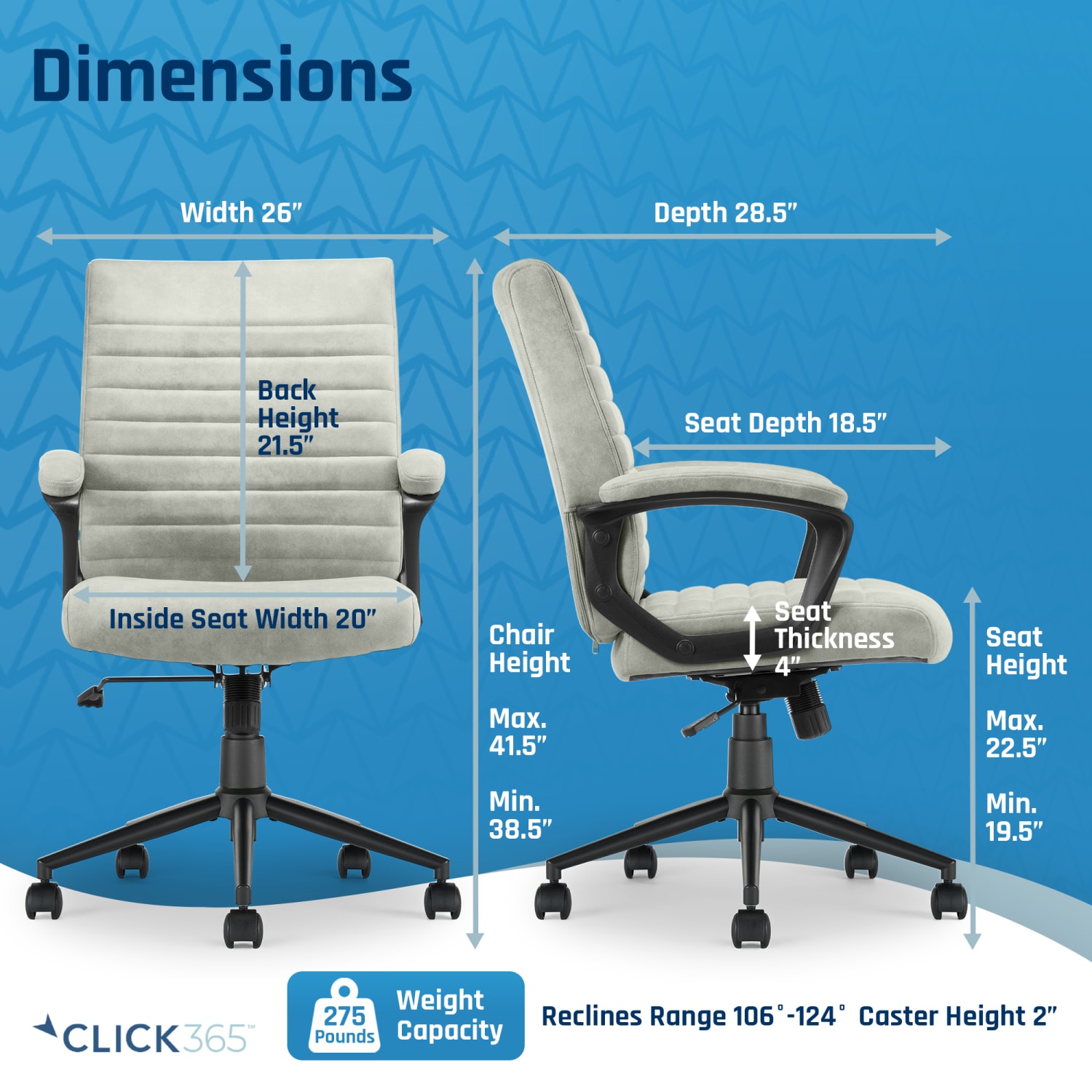 Click365 Transform 30 Ergonomic Vegan Leather MidBack Managers Chair Gray PopularChairscom Click365 Transform 30 Ergonomic Vegan Leather Mid Back Managers Chair Gray PopularChairscom